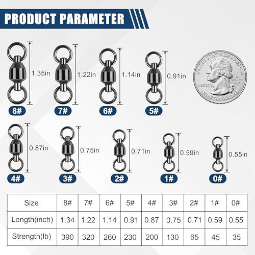 Shaddock Fishing Ball Bearing Fishing Swivels Tackle - Barrel Swivel Connectors, High Strength Stainless Steel Solid Welded Rings for Saltwater Freshwater Lures Leader Lines, 25pcs, Size4 200lbs - Image 2