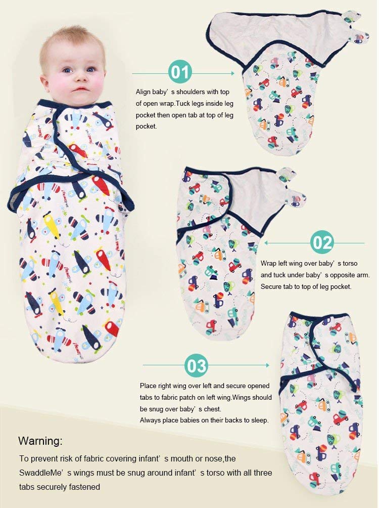 Peubud Newborn Baby's Pure Cotton Soft Rabbit Swaddlers/wrap/Sleeping Bag/Wrapper Envelope Adjustable (0-3 Months, Blue) (533.0mm L X 660.0mm W) - Image 5
