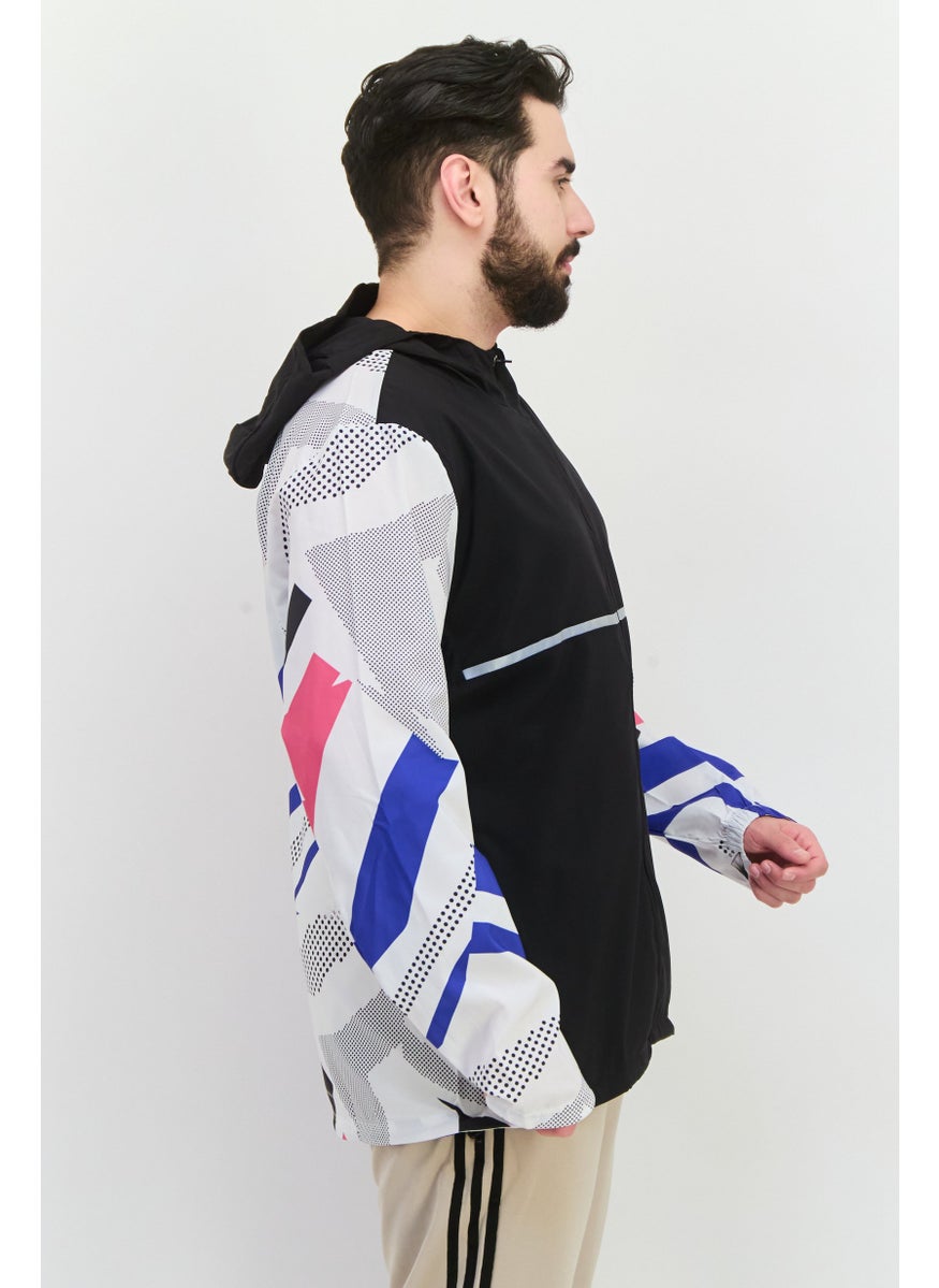 Adidas Men Sportswear Fit Long Sleeve Training Hooded Jackets, Black Combo  - Image 2