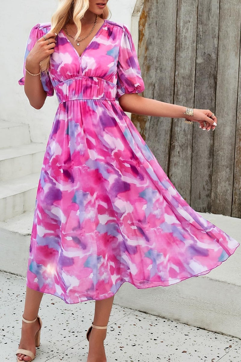 UEAL Sun Dresses for Women Casual Purple Spring Summer Easter Midi Dresses for Women 2025 Medium Purple - Image 3