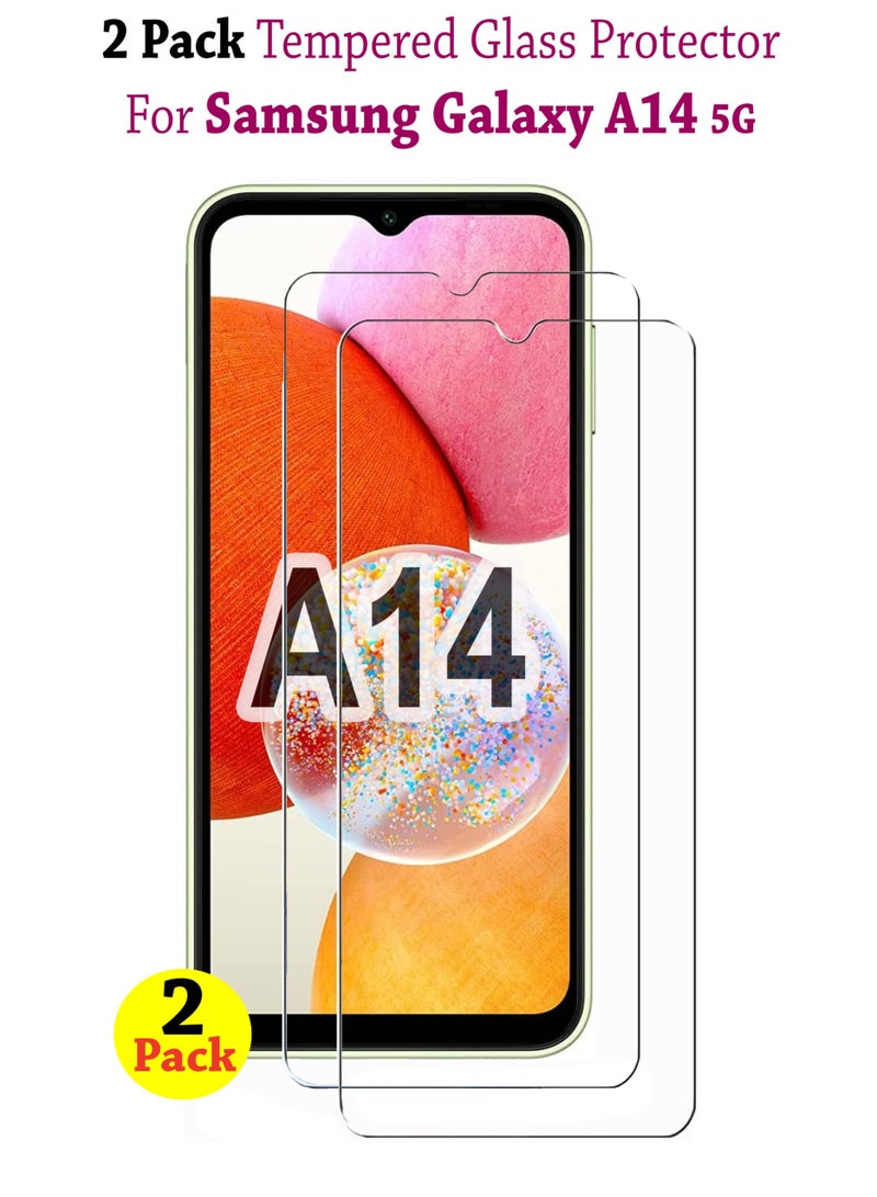 2 Pack Tempered Glass Screen Protector For Samsung Galaxy A14 5G- Transparent  - Image 1
