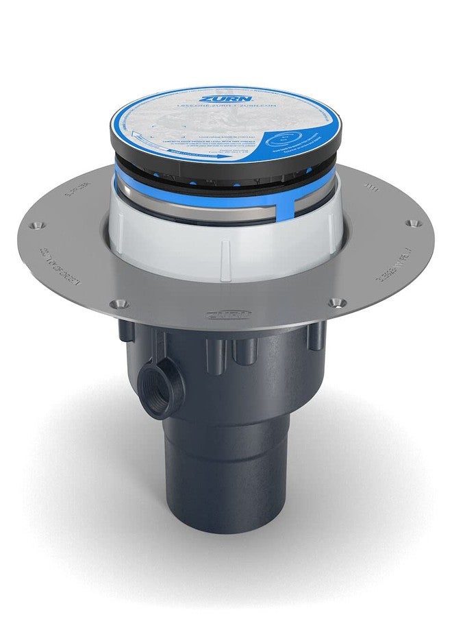 Zurn EZ2-PV3 EZ1 EZ2 PVC Drainwith5" Nickel Bronze Head, Stainless Steel Deck Plate, & 3"X4" Outlet - Image 1