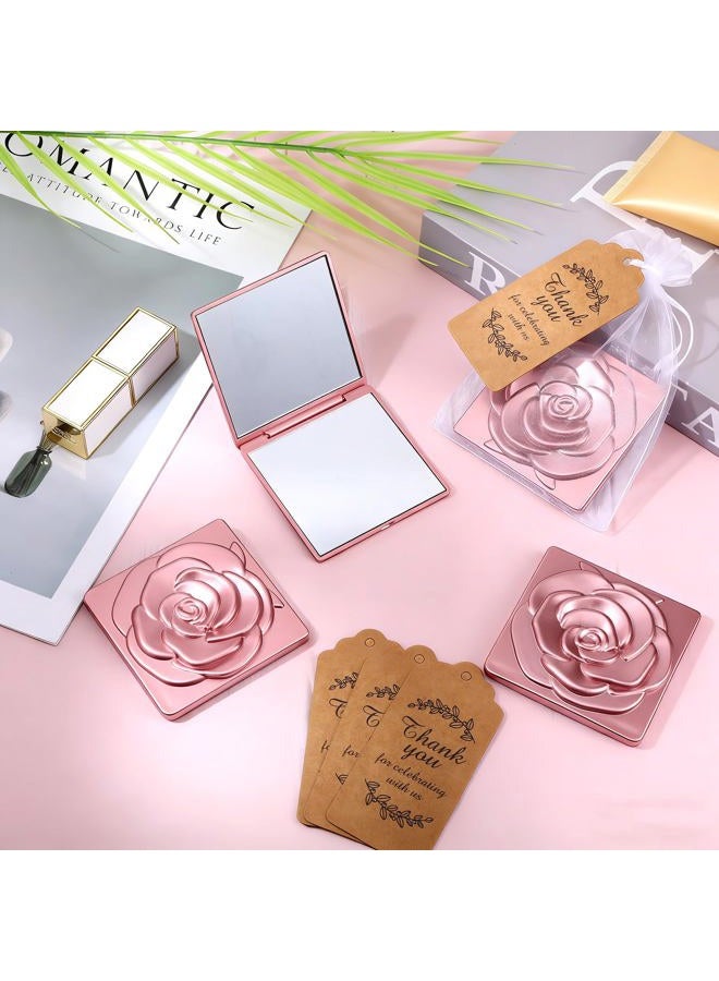 SXoonKing 30 Sets Rose Compact Mirrors Bulk, Quinceanera Gifts Souvenir Rose Gold Party Favors - Small Compact Mirror Bulk with Thank You Tags and Organza Bag for Quinceanera Wedding Favors for Guests - Image 3