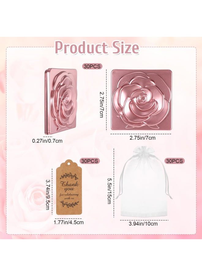 SXoonKing 30 Sets Rose Compact Mirrors Bulk, Quinceanera Gifts Souvenir Rose Gold Party Favors - Small Compact Mirror Bulk with Thank You Tags and Organza Bag for Quinceanera Wedding Favors for Guests - Image 2