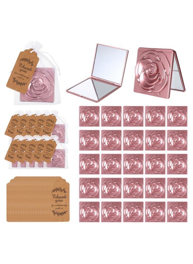 SXoonKing 30 Sets Rose Compact Mirrors Bulk, Quinceanera Gifts Souvenir Rose Gold Party Favors - Small Compact Mirror Bulk with Thank You Tags and Organza Bag for Quinceanera Wedding Favors for Guests - Image 1