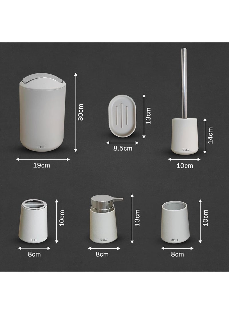 iBELL iBELL 6-Piece Plastic Bathroom Accessories Set – Includes Toothbrush Holder, Toothbrush Cup, Soap Dispenser, Soap Dish, Toilet Brush Holder  - Image 5