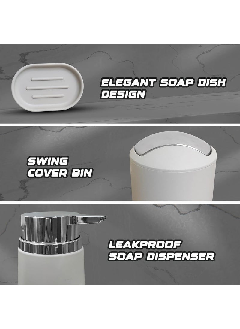 iBELL iBELL 6-Piece Plastic Bathroom Accessories Set – Includes Toothbrush Holder, Toothbrush Cup, Soap Dispenser, Soap Dish, Toilet Brush Holder  - Image 4