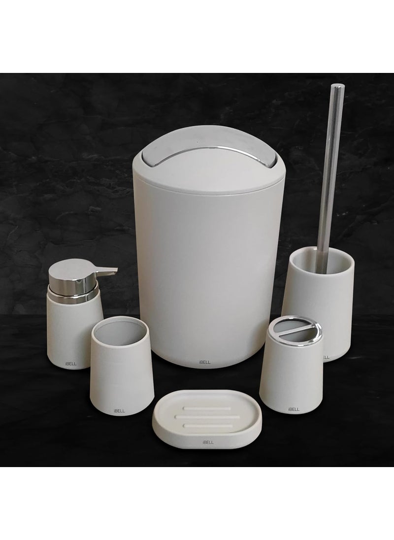 iBELL iBELL 6-Piece Plastic Bathroom Accessories Set – Includes Toothbrush Holder, Toothbrush Cup, Soap Dispenser, Soap Dish, Toilet Brush Holder  - Image 2