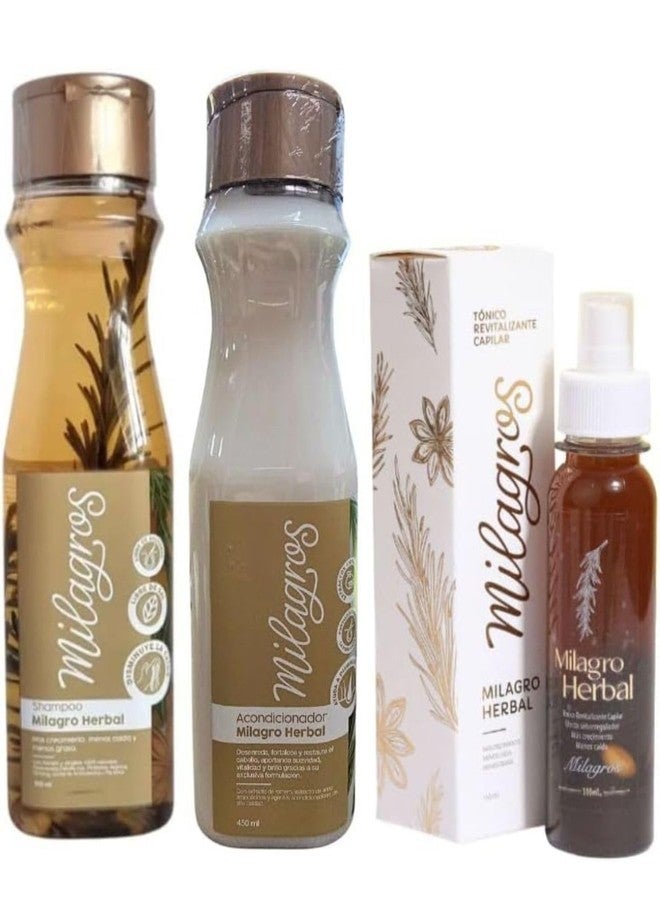Generic Hair Care Kit - Milagro Herbal Shampoo, Conditioner and Toner (3 Pack), Paraben Free, For All Hair Types, With Rosemary and Rice Extracts, 4.4E+2 Fl Oz - Image 1