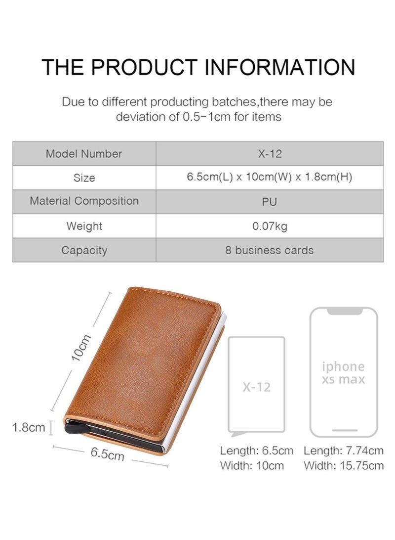 We Happy RFID Protection Leather Cover Ultra-Thin Aluminum Case Premium Credit Card Holder Automatic Pop UP Wallet - Image 3