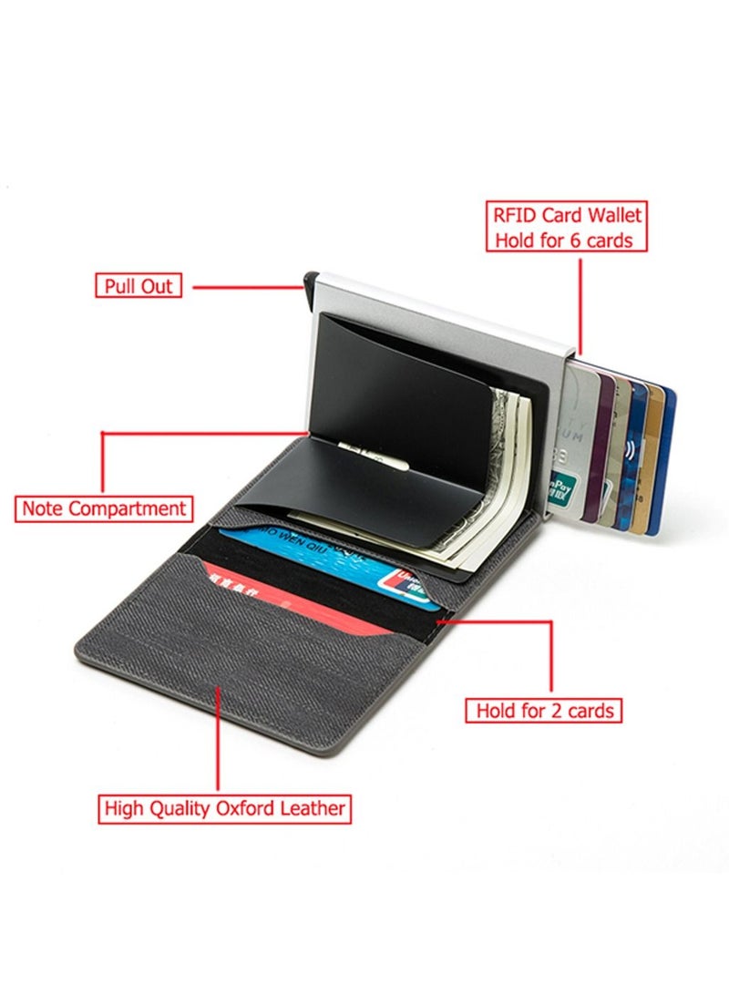 We Happy RFID Protection Leather Cover Ultra-Thin Aluminum Case Premium Credit Card Holder Automatic Pop UP Wallet - Image 5