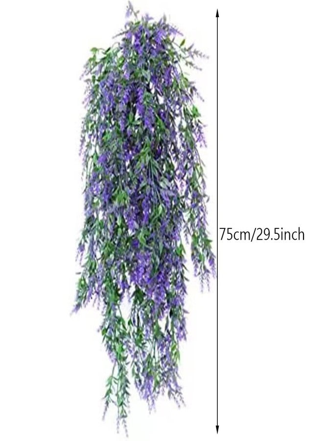 OUKEYI 4 Packs Fake Hanging Lavender Plants Artificial Hanging Faux UV Resistant Lavender Flowers Fake Lavender Plants Hanging Indoor Outside Hanging Decorations,(Purple) - Image 3