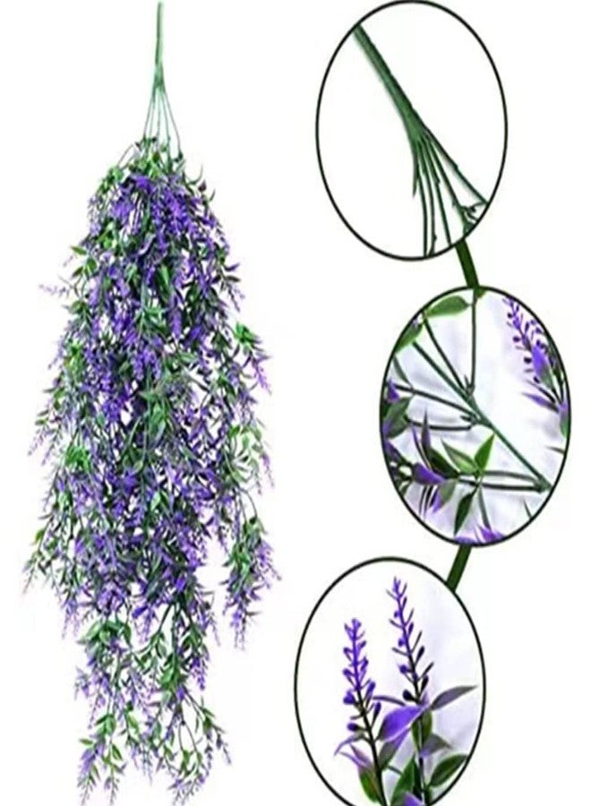 OUKEYI 4 Packs Fake Hanging Lavender Plants Artificial Hanging Faux UV Resistant Lavender Flowers Fake Lavender Plants Hanging Indoor Outside Hanging Decorations,(Purple) - Image 5