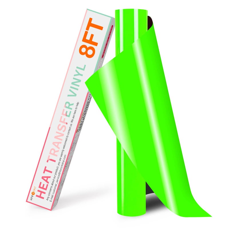 HTVRONT HTV Vinyl Rolls Heat Transfer Vinyl  12 x 8ft Neon Green HTV Vinyl for Shirts Iron on Vinyl for All Cutter Machine  Easy to Cut  Weed for Heat Transfer Design