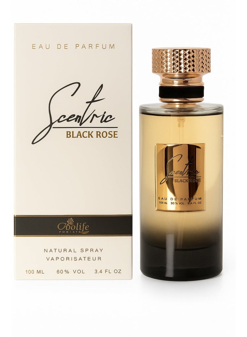 Coolife | Scentric Black Rose Eau de Parfum – 100ML | Long-Lasting Luxury Parfume | For Men & Women | Elegant Floral Woody Fragrance