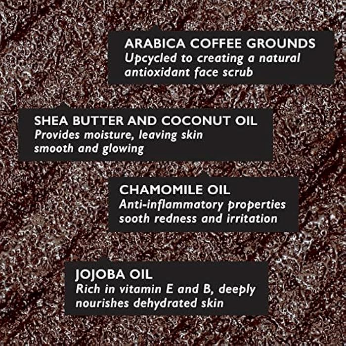 UpCircle Coffee Face Scrub - Floral Blend For Sensitive Skin 3.5oz - Chamomile, Shea Butter, Coconut + Rosehip Oil - Natural, Vegan Face Exfoliator For Soft, Smooth Skin - Image 3