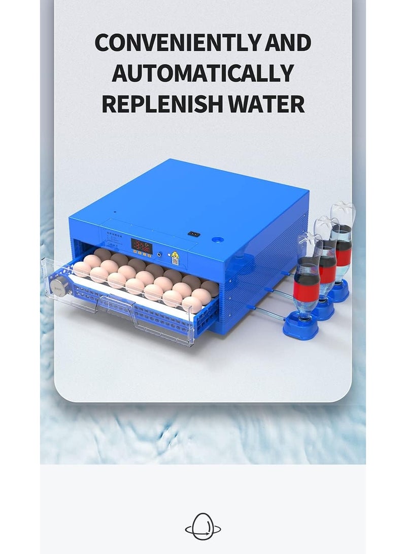 نيو كلاسيك حاضنة بيض أوتوماتيكية مزدوجة الطاقة لسعة 64 بيضة - أزرق 002 - Image 4