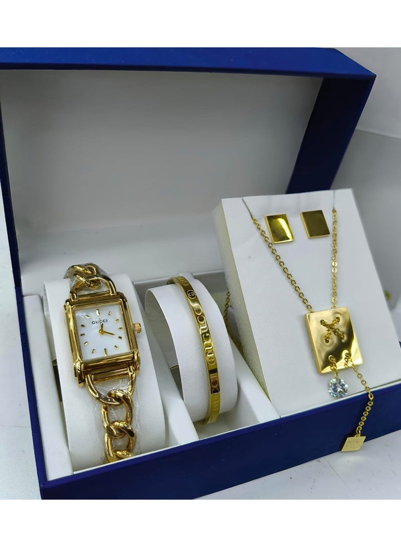 Luxurious Gold-Plated Watch & Jewelry Set 