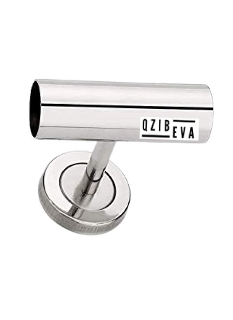 QZIBEVA Pack 1 Pcs Steel Curtain Rod Jointer Connector Bracket Support Silver for 1 Inch Rods Ceiling Wall Support Item Code CST7