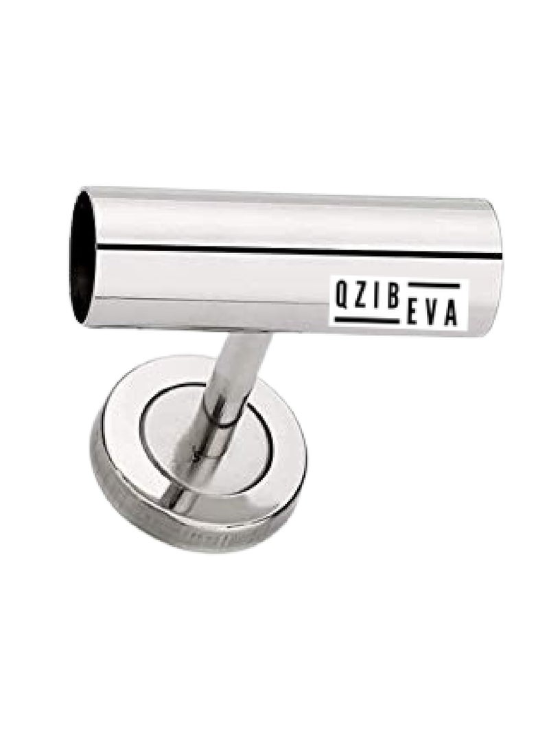 QZibeva - QZIBEVA Pack 1 Pcs Steel Curtain Rod Jointer Connector Bracket Support Silver for 1 Inch Rods Ceiling Wall Support Item Code CST7 - Image 1