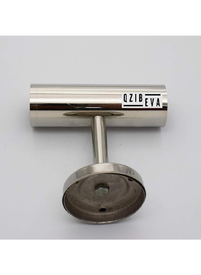 QZibeva - QZIBEVA Pack 1 Pcs Steel Curtain Rod Jointer Connector Bracket Support Silver for 1 Inch Rods Ceiling Wall Support Item Code CST7 - Image 1