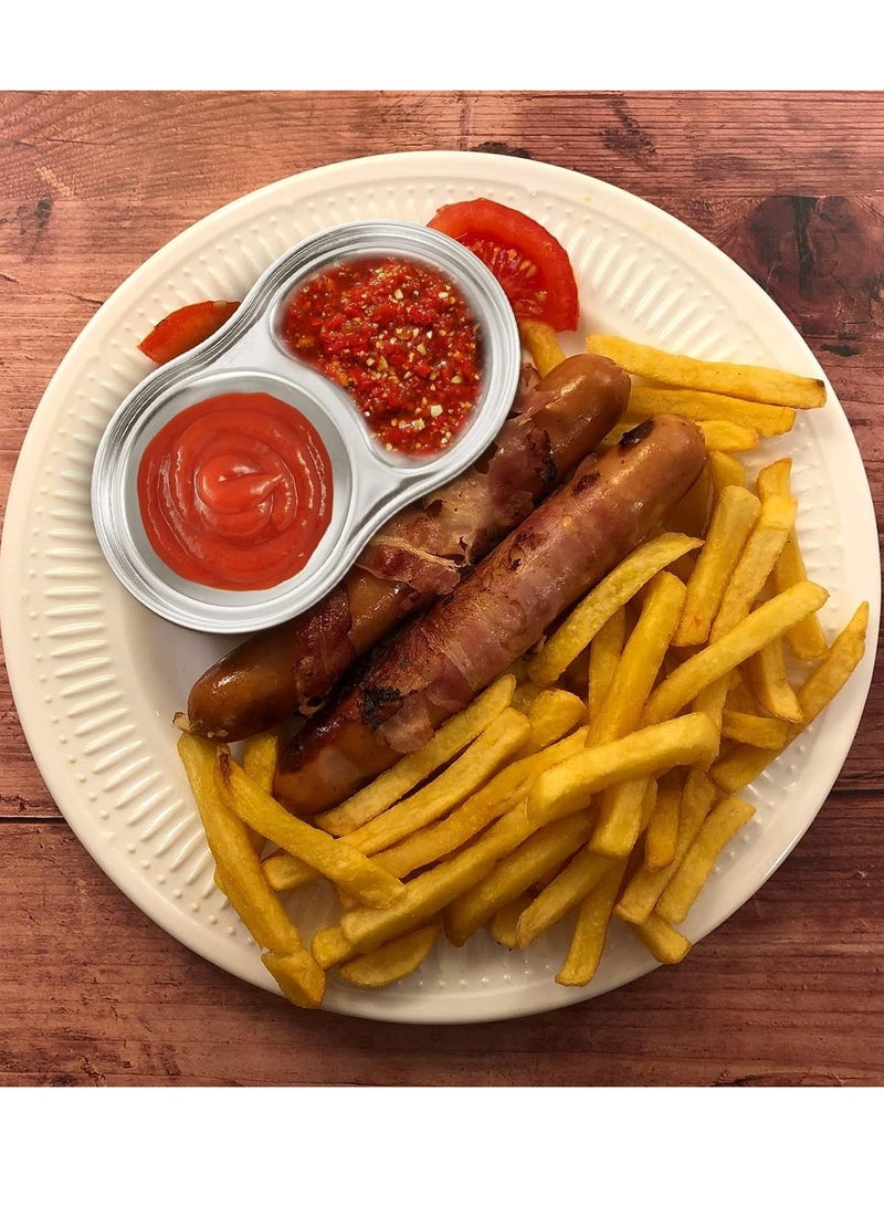 أطباق مقبلات من الفولاذ المقاوم للصدأ طبق توابل وعاء غمس أطباق جانبية 2 شبكة طبق صلصة كوري طبق مقبلات وعاء وجبة خفيفة طبق أدوات مطبخ شواية كورية 4 قطع - Image 2