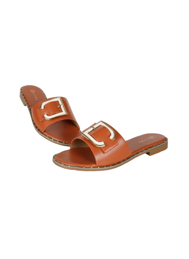 ZAYNA 221-39 Zayna Ladies  Round Toe  Sliders 2A018-2 Light Brown