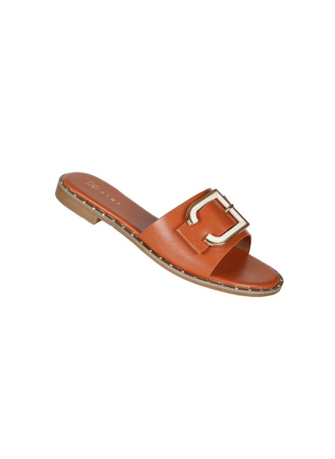 ZAYNA 221-39 Zayna Ladies  Round Toe  Sliders 2A018-2 Light Brown  - Image 1