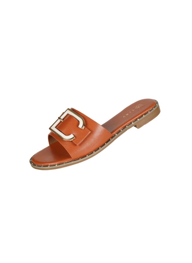 ZAYNA 221-39 Zayna Ladies  Round Toe  Sliders 2A018-2 Light Brown  - Image 3