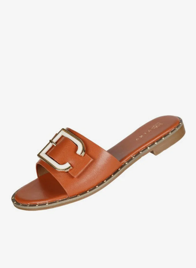 ZAYNA 221-39 Zayna Ladies  Round Toe  Sliders 2A018-2 Light Brown