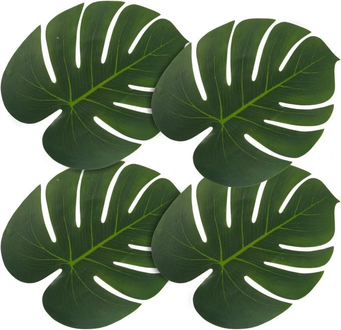 Artificial Palm Leaves50 Pcs Big Leaf Placemat Green Palm Leaves Party DecorationsTropical Table Decor Hawaiian Leaves DecorSafari Leaves Decoration