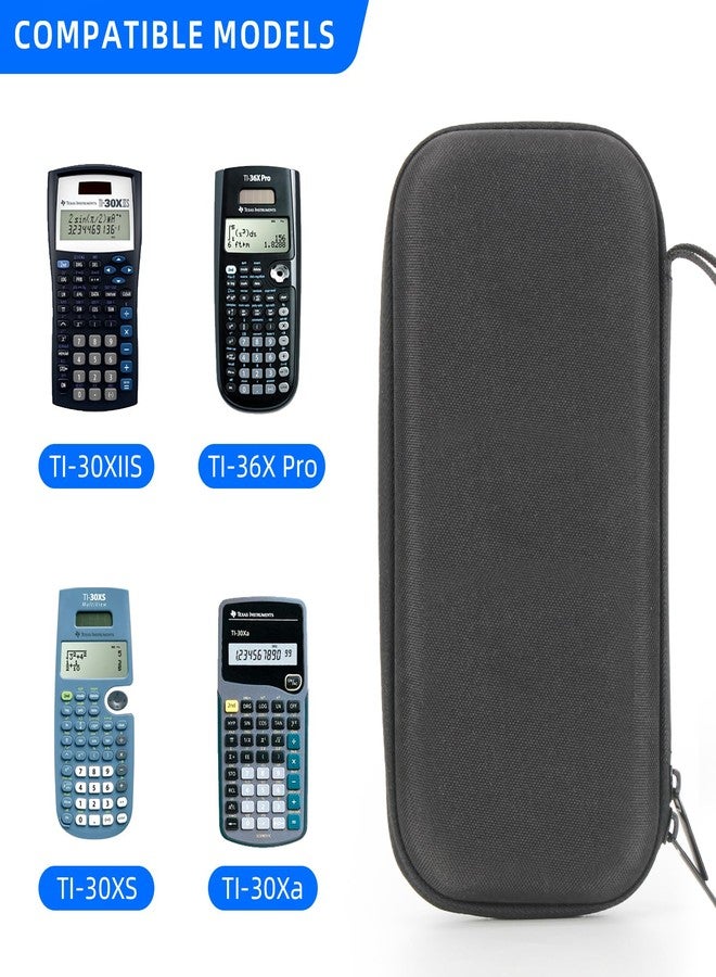 حقيبة حمل صلبة متوافقة مع آلات حاسبة تكساس إنسترومنتس TI-30Xa و TI-30XIIS و TI-30XS MultiView و TI-36X Pro و BA II Plus | حقيبة تخزين واقية للآلات الحاسبة العلمية/المالية (أسود) - Image 2