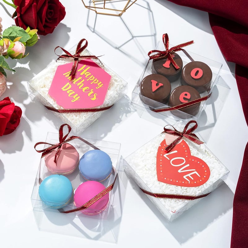 TEMLQPACK 100 Pack 4x4x1.2inch Clear Single Cookies Boxes Small Bakery Boxe Macaron Boxes Brownie BoxesPastry Boxe for Easter Mother's Father's Christmas Birthday Day - Image 4