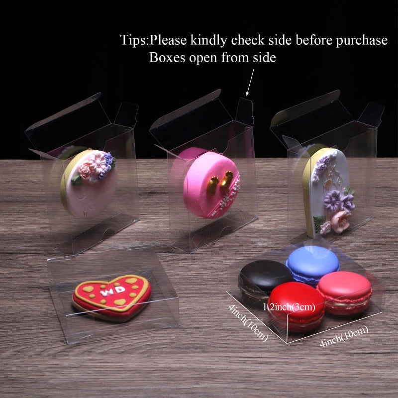 TEMLQPACK 100 Pack 4x4x1.2inch Clear Single Cookies Boxes Small Bakery Boxe Macaron Boxes Brownie BoxesPastry Boxe for Easter Mother's Father's Christmas Birthday Day - Image 2