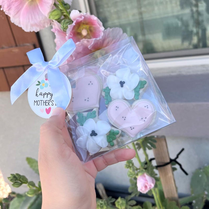 TEMLQPACK 100 Pack 4x4x1.2inch Clear Single Cookies Boxes Small Bakery Boxe Macaron Boxes Brownie BoxesPastry Boxe for Easter Mother's Father's Christmas Birthday Day - Image 3