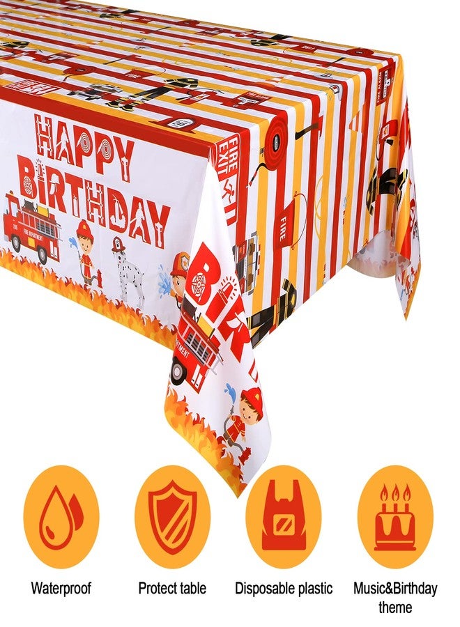 Lcoor 2 Pack Fire Truck Tablecloths, Firetruck Table Cover Plastic Disposable Party Supplies for Firefighting Theme Birthday Party Decorations Supplies - Image 5
