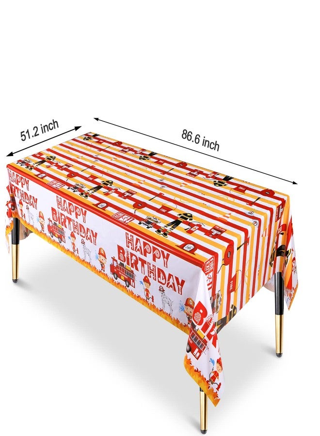 Lcoor 2 Pack Fire Truck Tablecloths, Firetruck Table Cover Plastic Disposable Party Supplies for Firefighting Theme Birthday Party Decorations Supplies - Image 2