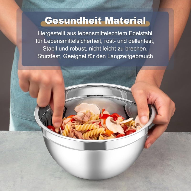 Herogo Mixing Bowl, Set of 5, Black, Stainless Steel Bowl with Airtight Lids, Metal Salad Bowl with 3 Grater Attachments for Preparing/Baking/Serving/Storage/Mixing, Dishwasher Safe - Image 3