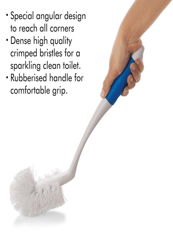 Kleeno Cello Kleeno Angular Toilet Brush with Holder Pack of 1, Blue & White |Flexible Bristles & Rubberised Firm Grip Plastic Sturdy Handle |Toilet Cleaning Brush for Western & Indian Toilet Bathroom Brush - Image 5