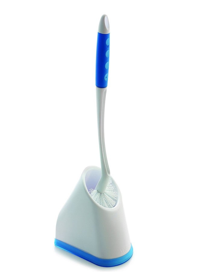 Kleeno Cello Kleeno Angular Toilet Brush with Holder Pack of 1, Blue & White |Flexible Bristles & Rubberised Firm Grip Plastic Sturdy Handle |Toilet Cleaning Brush for Western & Indian Toilet Bathroom Brush - Image 1