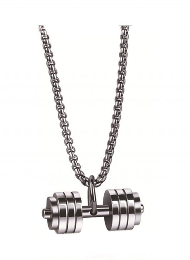 Titanium Steel Fitness Dumbbell Barbell Pendant Necklace 3.6 x 1.4 Centimeter - Image 1