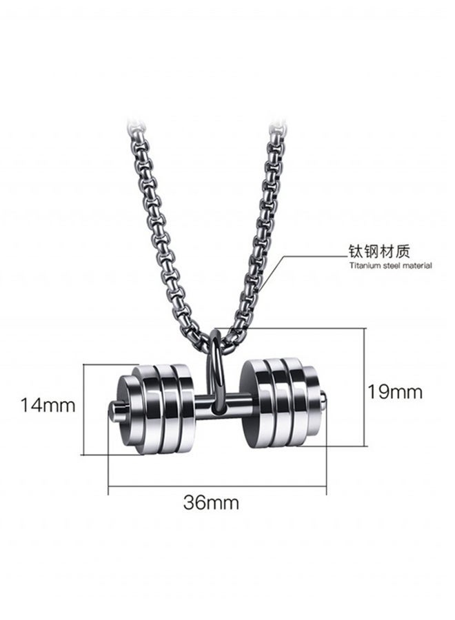 Titanium Steel Fitness Dumbbell Barbell Pendant Necklace 3.6 x 1.4 Centimeter - Image 2