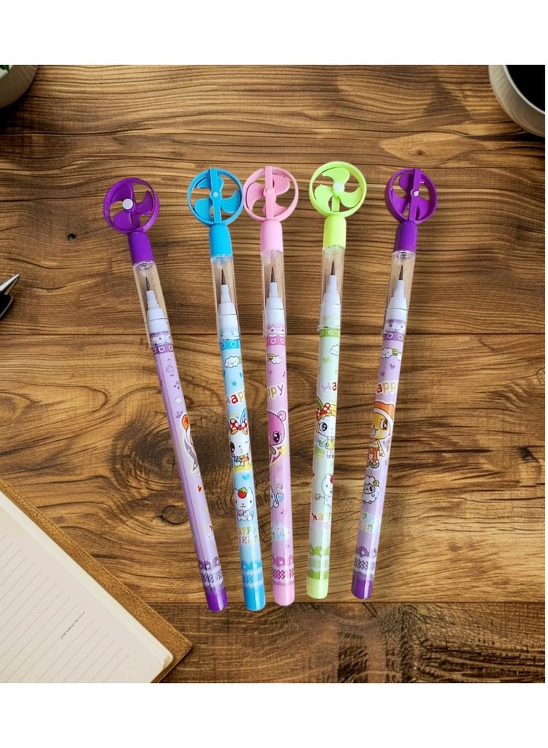 Generic 3 Multi-Tip Pencils with Blower Fan Toy Cap - Image 1