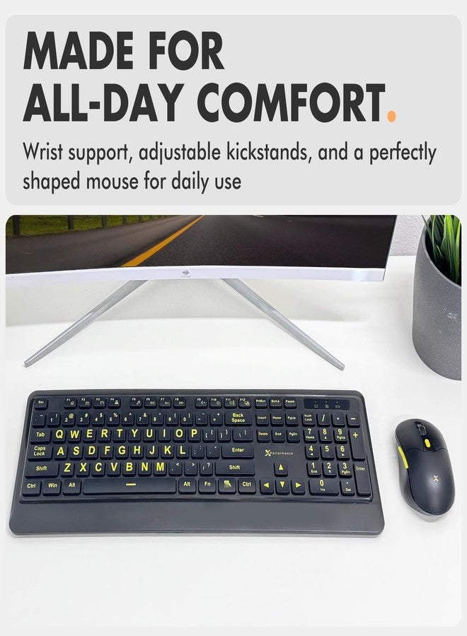 X9 Performance Large Print Wireless Keyboard and Mouse Combo - Easy to See Yellow Letters for Seniors and Low Vision Users - 2.4Ghz Wireless Mouse and Keyboard Combo for PC - Image 5