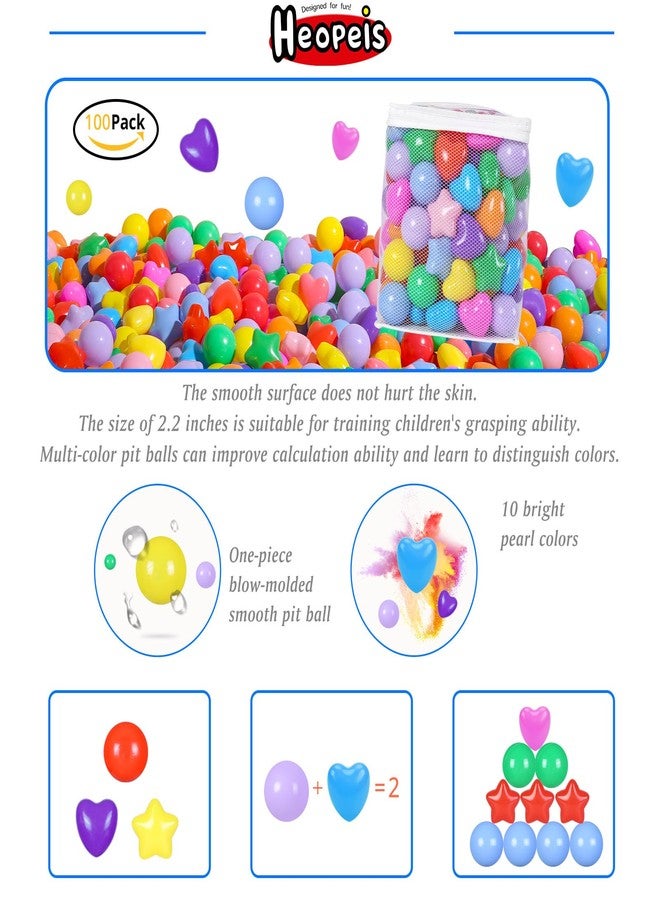 Heopeis Ball Pit Balls Pack of 100 - Phthalate Free BPA Free Crush Proof Plastic Ball, Play Balls for Ball Pit Pool Playpen Babies Kids Children Birthday Parties Pool Tent Party - Image 3