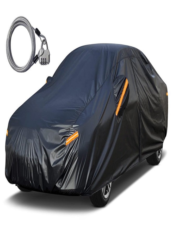 kayme Car Cover for Automobiles All Weather Waterproof with Lock and Zipper Door, Outdoor Cover Sun Uv Rain Protection, Fit Sedan (186 to 193 Inch) H3/Black - Image 1