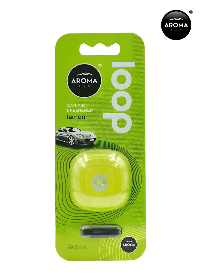 Aroma Car Air Freshener Loop Lemon  Scent – Compact Design, Long-Lasting Freshness, Easy to Use Car Vent Clip, Neutralizes Odors Effectively - Image 2