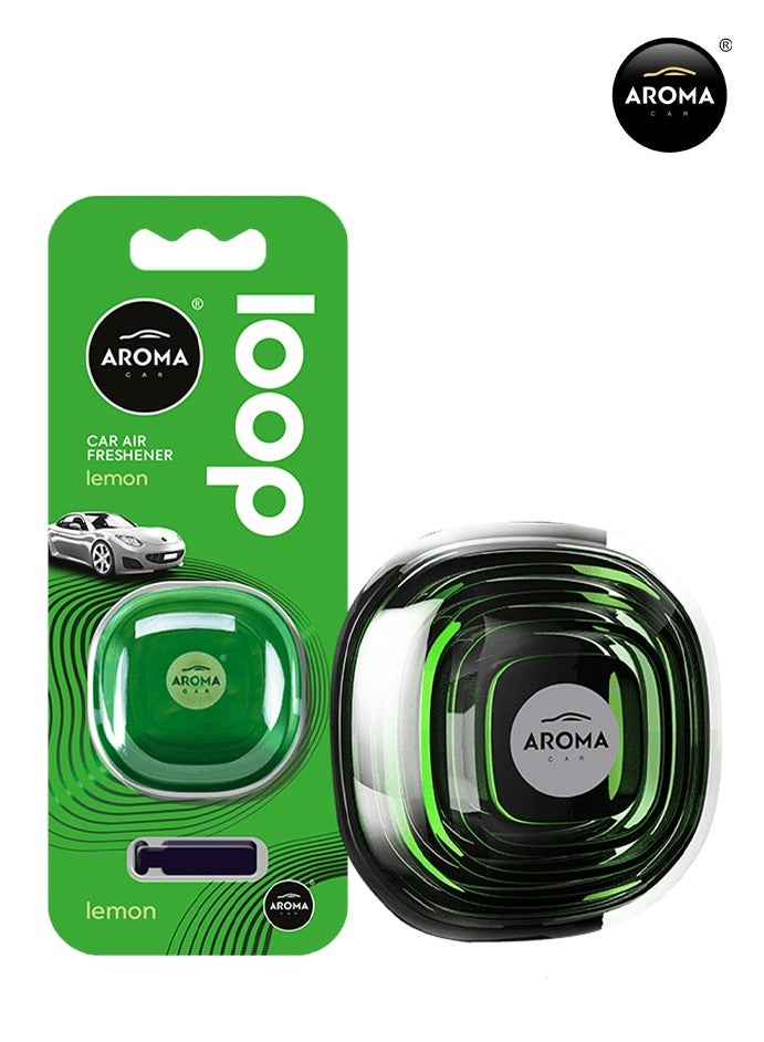 Aroma Car Air Freshener Loop Lemon  Scent – Compact Design, Long-Lasting Freshness, Easy to Use Car Vent Clip, Neutralizes Odors Effectively - Image 1