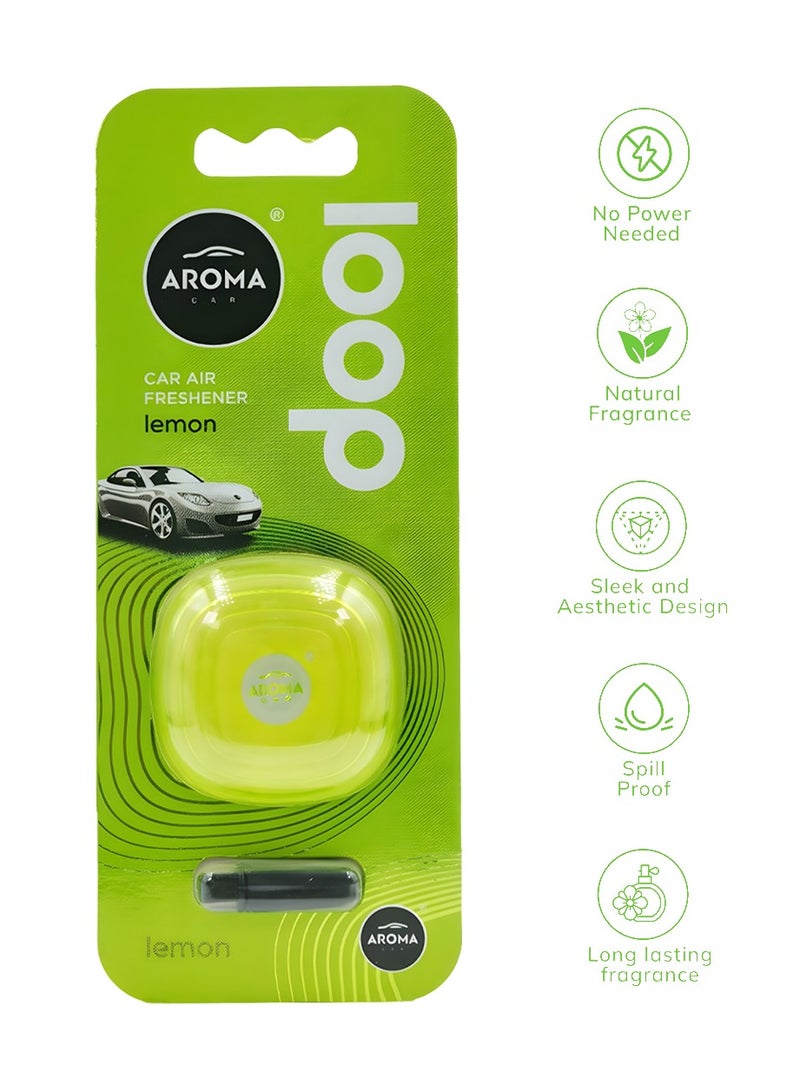 Aroma Car Air Freshener Loop Lemon  Scent – Compact Design, Long-Lasting Freshness, Easy to Use Car Vent Clip, Neutralizes Odors Effectively - Image 4