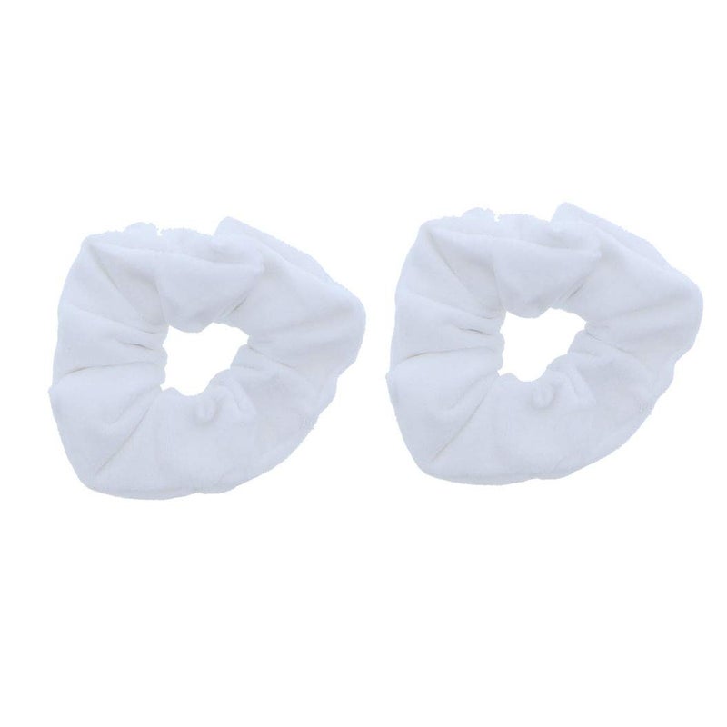Motique Accessories Velvet Scrunchies Ultra Soft  Set of 2 White 